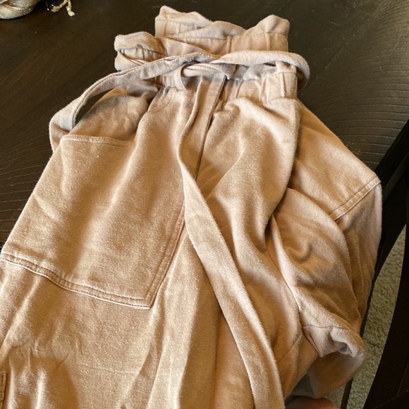 AnyBody Regular French Terry Pants with Paperbag Waist in Khaki, size medium - Picture 6 of 6